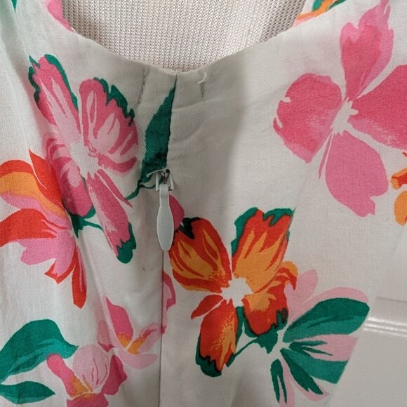 J Crew Factory Floral Midi Dress Womens Size Small White Flutter Sleeve Tiered - Picture 12 of 14